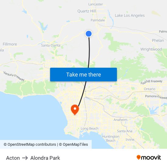Acton to Alondra Park map