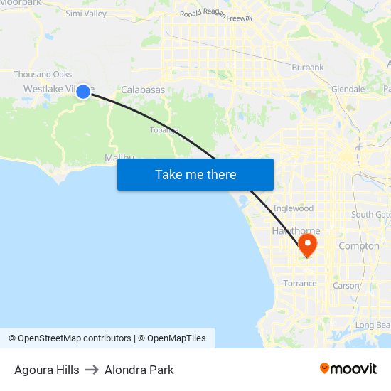 Agoura Hills to Alondra Park map
