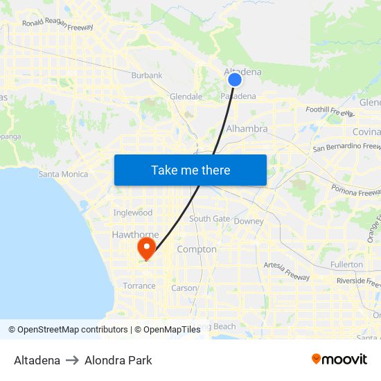 Altadena to Alondra Park map
