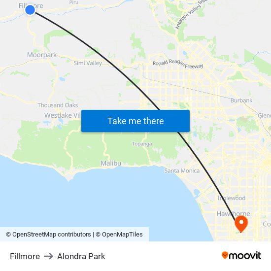 Fillmore to Alondra Park map