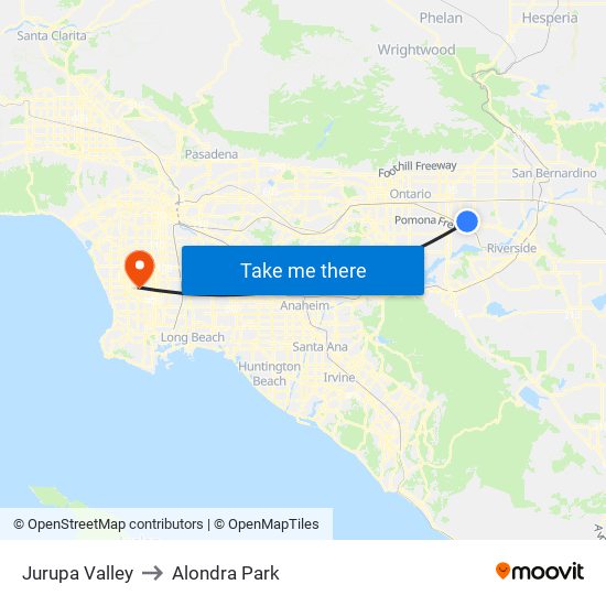 Jurupa Valley to Alondra Park map