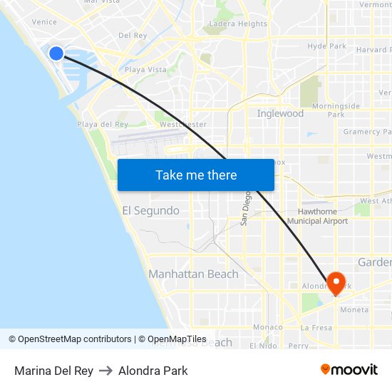 Marina Del Rey to Alondra Park map