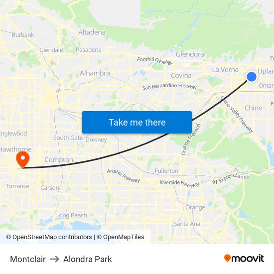 Montclair to Alondra Park map