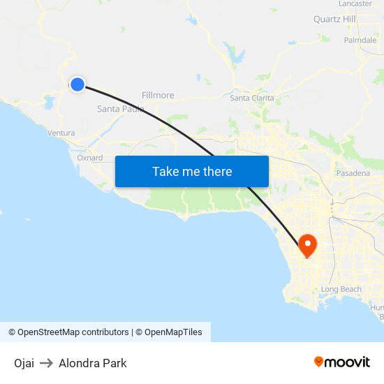 Ojai to Alondra Park map