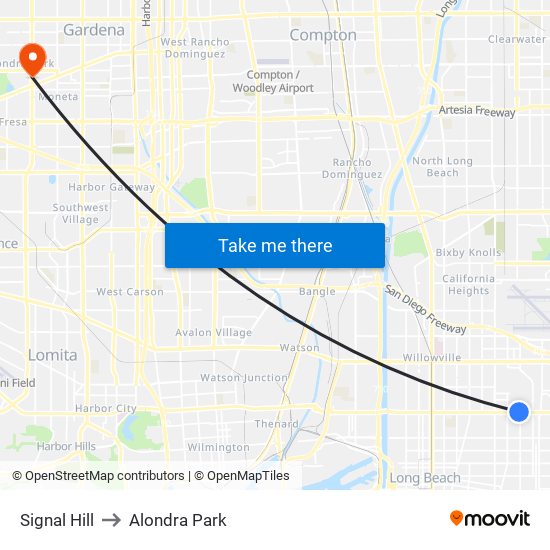 Signal Hill to Alondra Park map