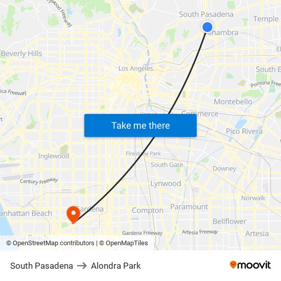 South Pasadena to Alondra Park map