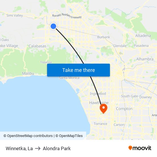 Winnetka, La to Alondra Park map