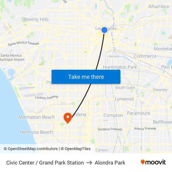 Civic Center / Grand Park Station to Alondra Park map