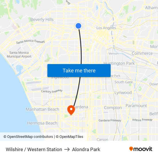 Wilshire / Western Station to Alondra Park map