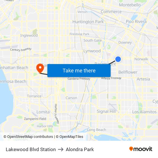 Lakewood Blvd Station to Alondra Park map