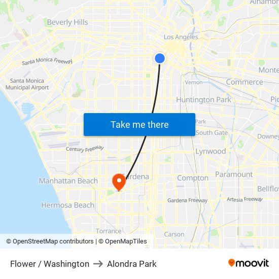 Flower / Washington to Alondra Park map