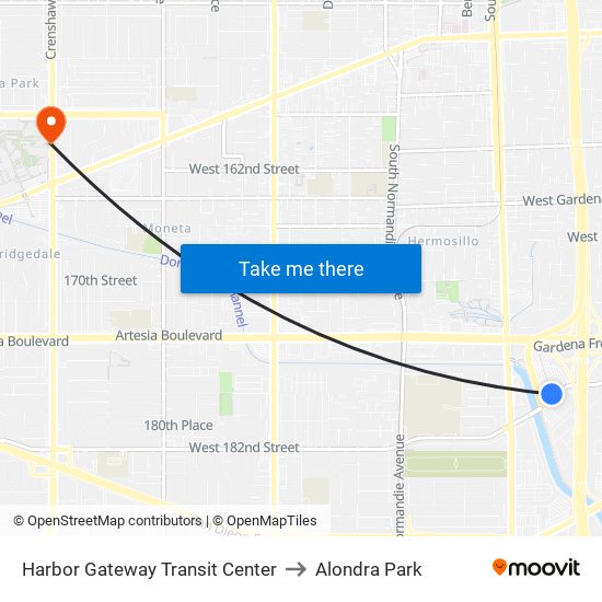 Harbor Gateway Transit Center to Alondra Park map