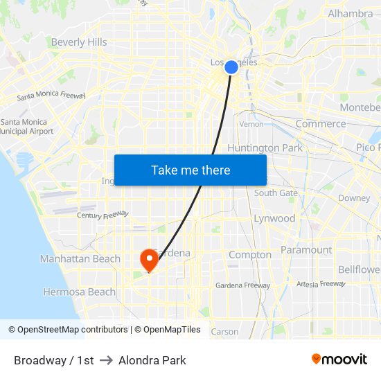 Broadway / 1st to Alondra Park map