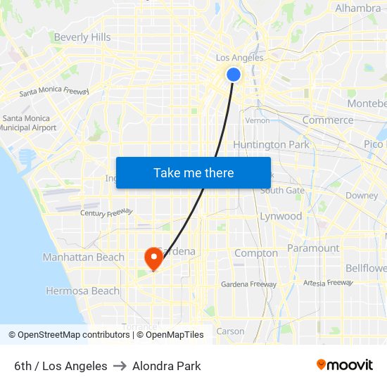 6th / Los Angeles to Alondra Park map