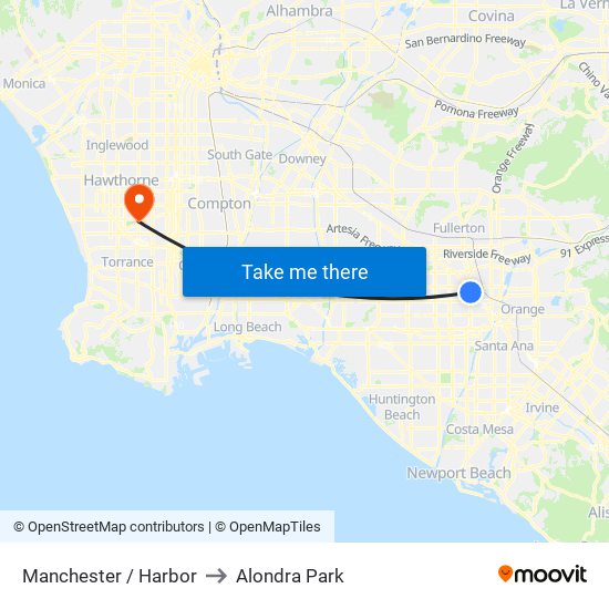 Manchester / Harbor to Alondra Park map