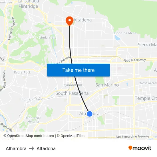Alhambra to Altadena map