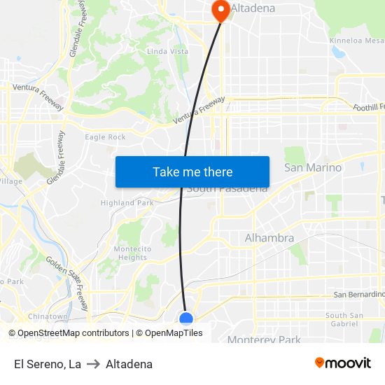 El Sereno, La to Altadena map