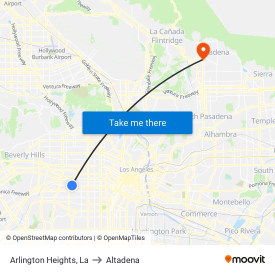 Arlington Heights, La to Altadena map