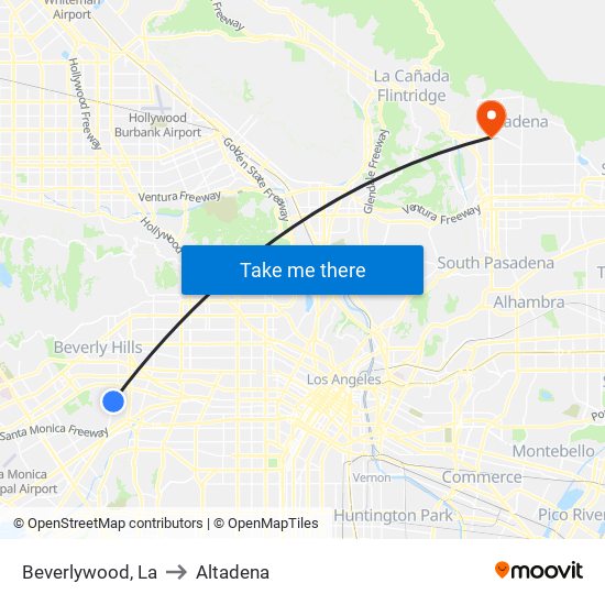 Beverlywood, La to Altadena map