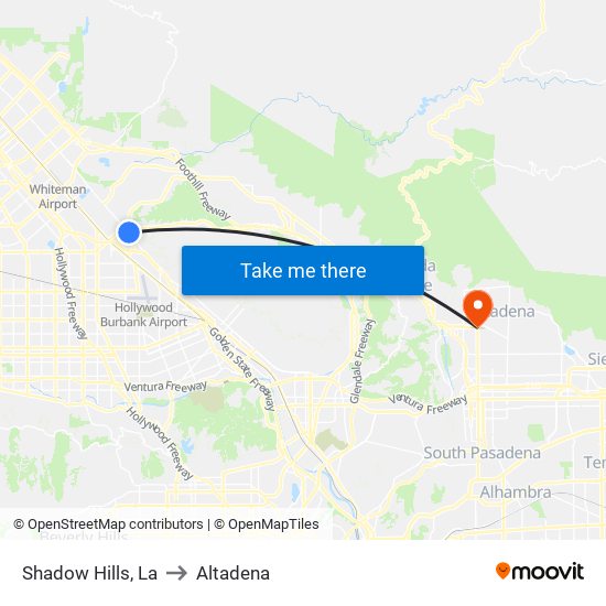 Shadow Hills, La to Altadena map