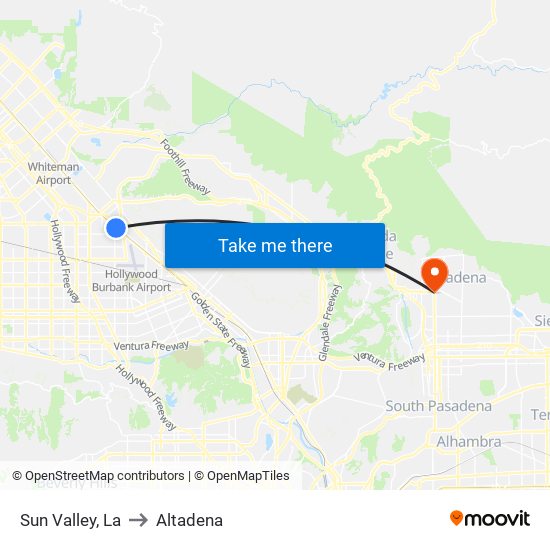 Sun Valley, La to Altadena map