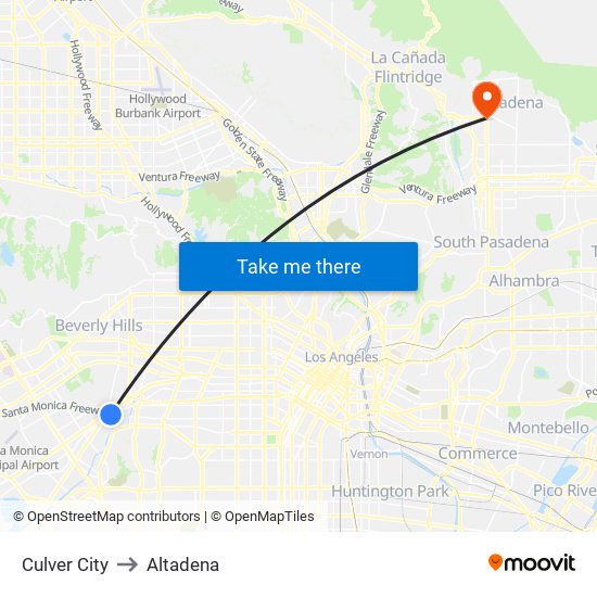 Culver City to Altadena map