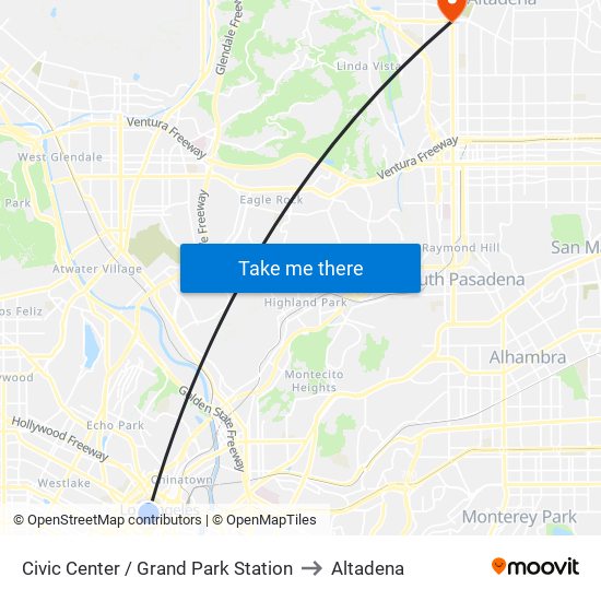 Civic Center / Grand Park Station to Altadena map