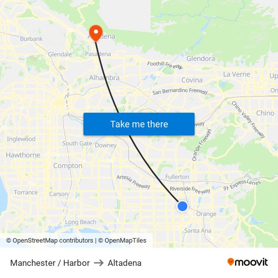 Manchester / Harbor to Altadena map