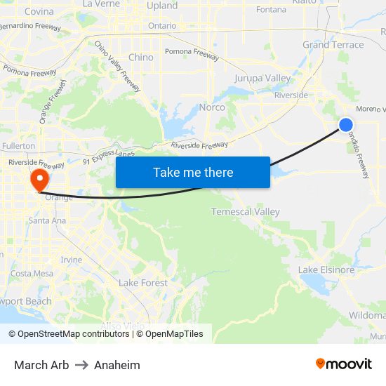 March Arb to Anaheim map