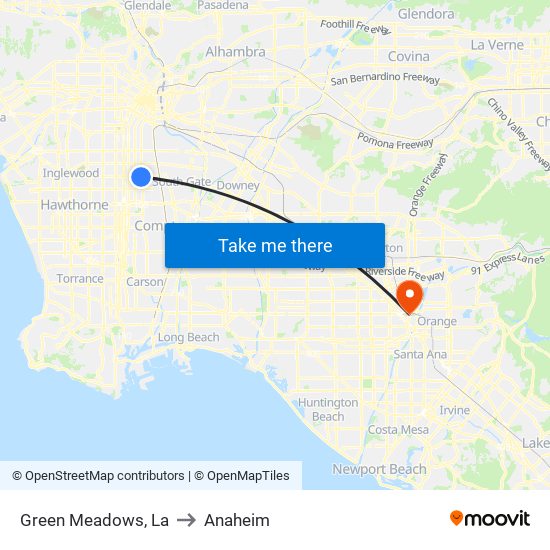 Green Meadows, La to Anaheim map