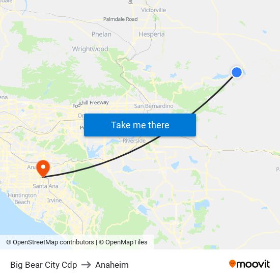 Big Bear City Cdp to Anaheim map