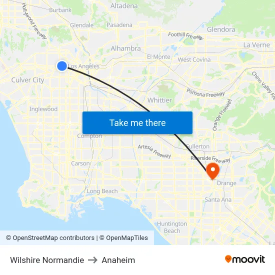 Wilshire Normandie to Anaheim map