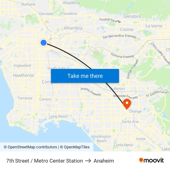 7th Street / Metro Center Station to Anaheim map