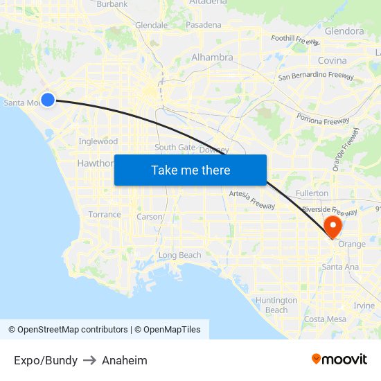 Expo/Bundy to Anaheim map