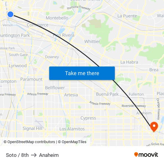 Soto / 8th to Anaheim map