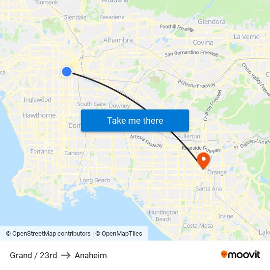 Grand / 23rd to Anaheim map