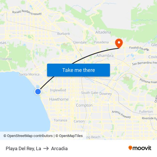 Playa Del Rey, La to Arcadia map