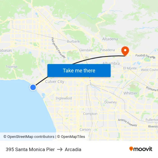 395 Santa Monica Pier to Arcadia map