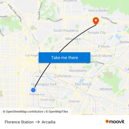Florence Station to Arcadia map