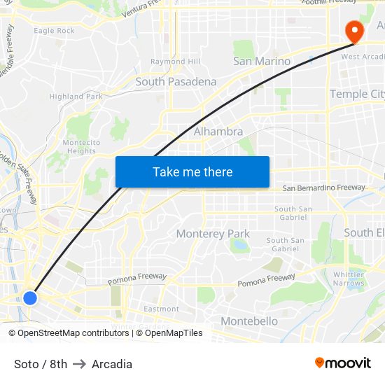 Soto / 8th to Arcadia map