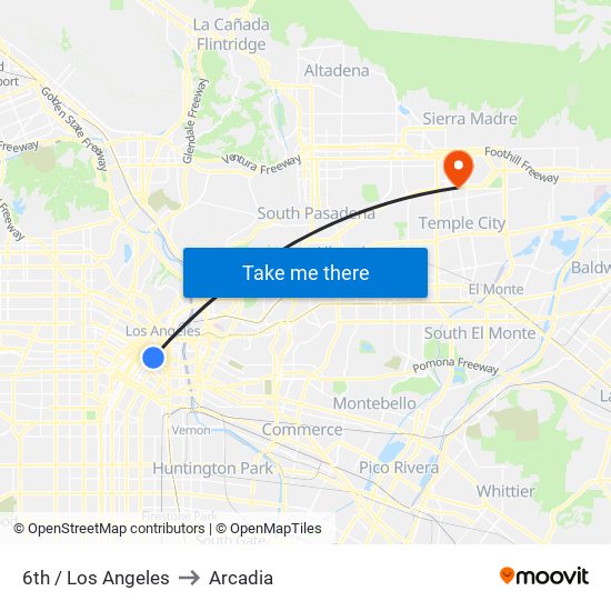 6th / Los Angeles to Arcadia map