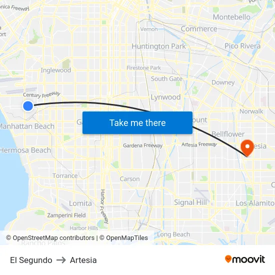 El Segundo to Artesia map
