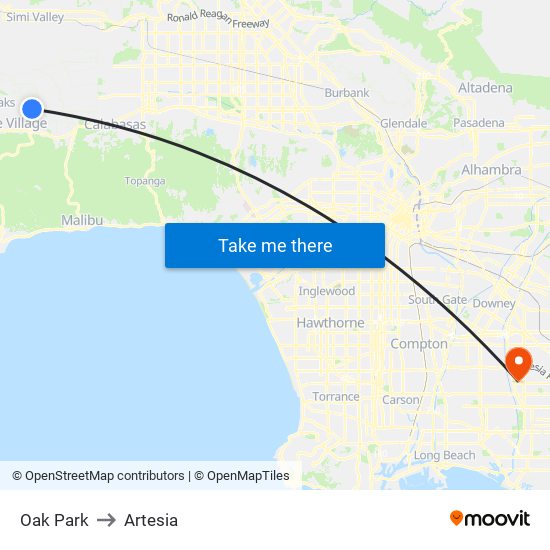 Oak Park to Artesia map