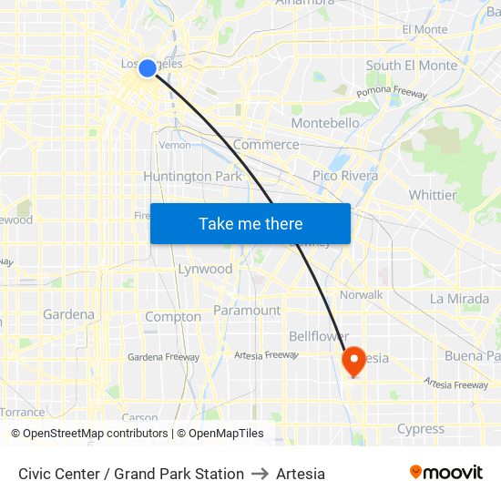 Civic Center / Grand Park Station to Artesia map