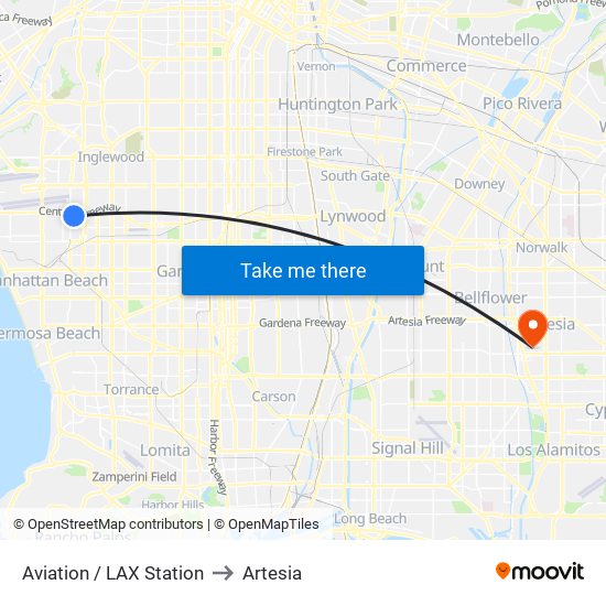Aviation / LAX Station to Artesia map