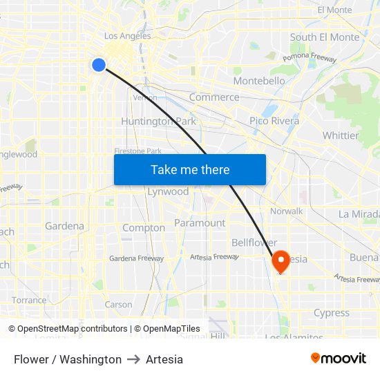 Flower / Washington to Artesia map