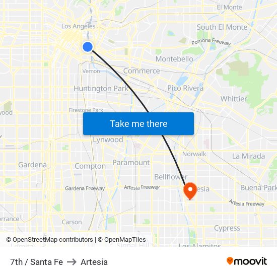 7th / Santa Fe to Artesia map