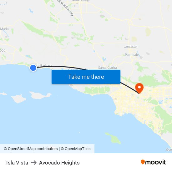 Isla Vista to Avocado Heights map