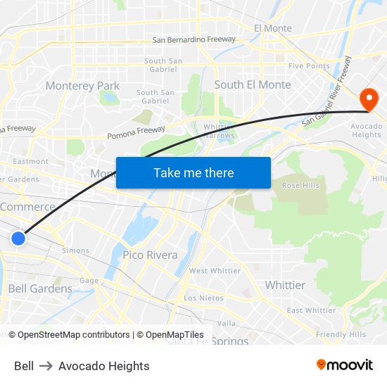 Bell to Avocado Heights map