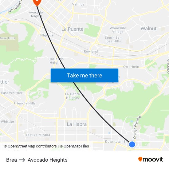 Brea to Avocado Heights map
